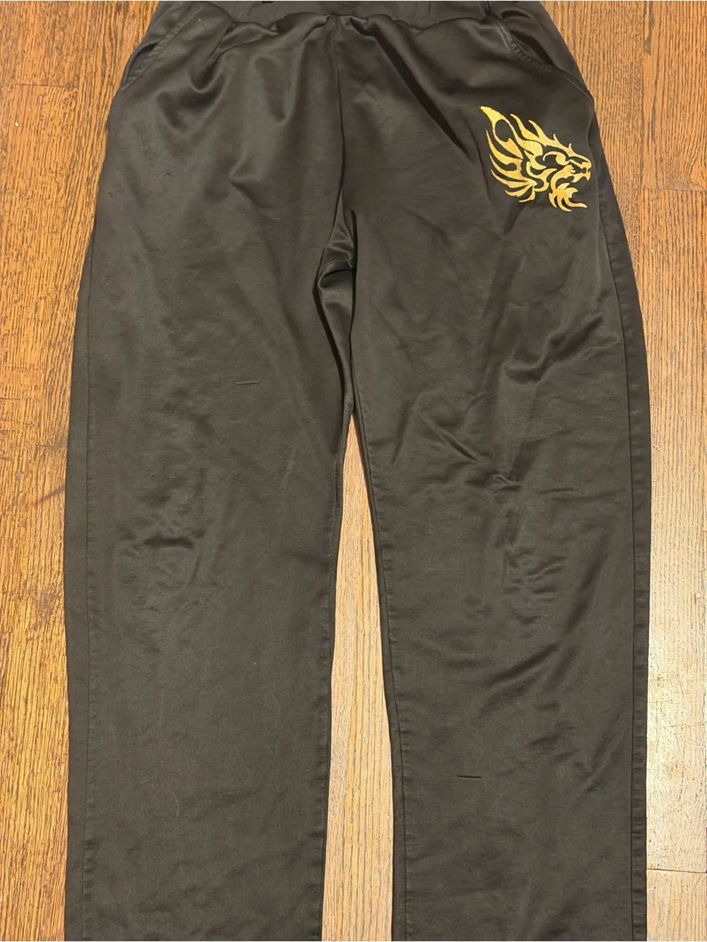Men's Black Sweatpants with Gold Dragon Accent
